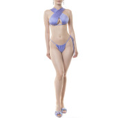 Costum baie 2 piese,sutien  triunghi ascutit  si bikini snur reglabil talie, Lilla